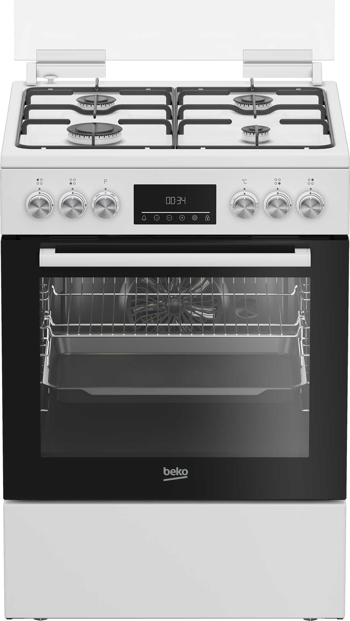 BEKO Gas-Standherd "FBM62320WDSL" mit Teleskopauszug nachrüstbar Multifunktionsdisplay – Übersichtliche Information auf einen Blick weiß - Rabatt: 44 % Küchenmöbel online kaufen
