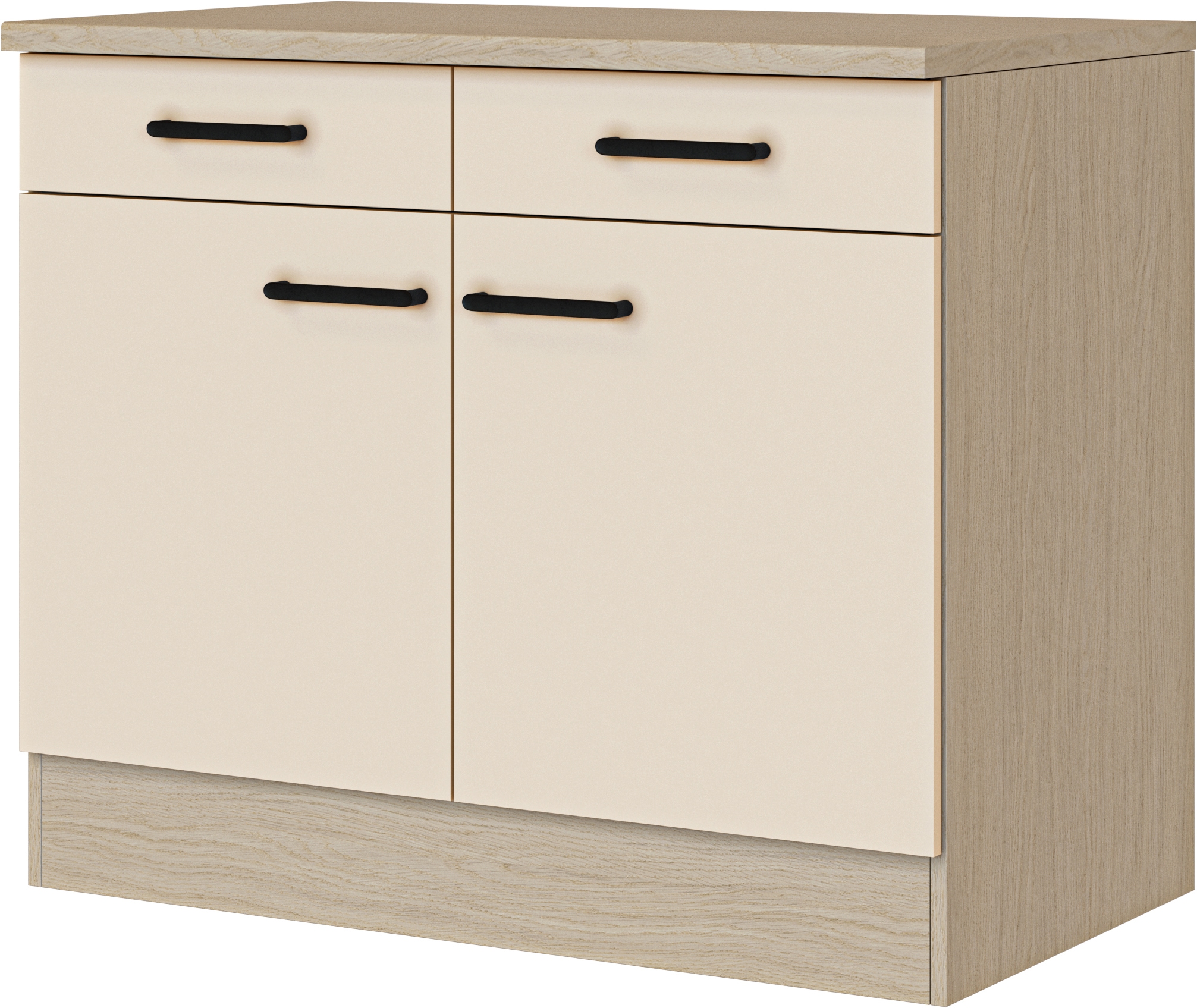 Flex-Well Unterschrank "Creso" 1 Stk. tlg. mit Einlegeboden, Arbeitsplatte und Metallgriffe cashmere, provence oak - Rabatt: 31 % Küchenmöbel online kaufen
