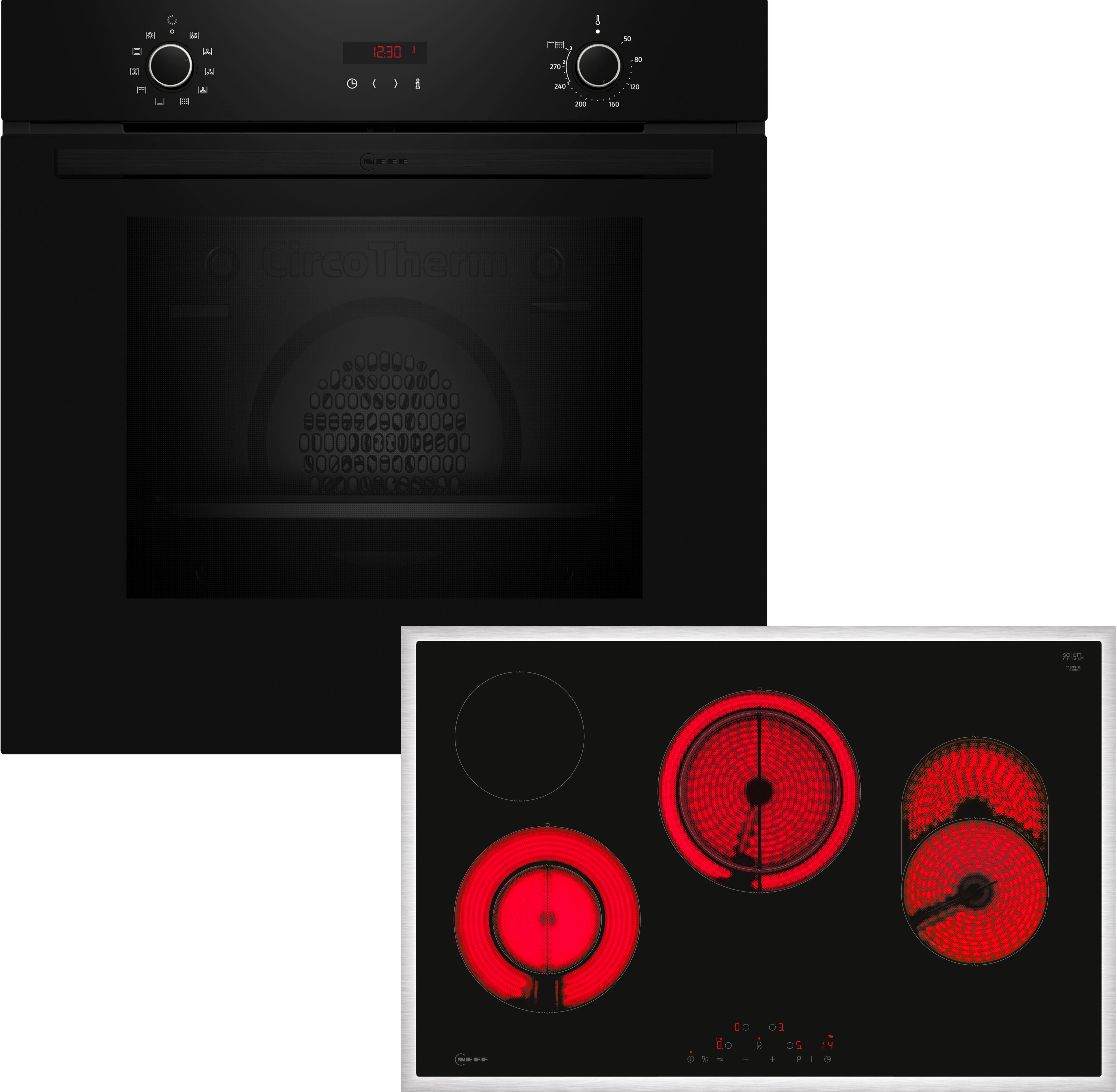 NEFF Backofen-Set "B2CCG6AK3" mit Teleskopauszug nachrüstbar Pyrolyse-Selbstreinigung CircoTherm auf 3 Ebenen & schnelle Powerstufe für starkes Erhitzen schwarz - Rabatt: 58 % Küchenmöbel online kaufen