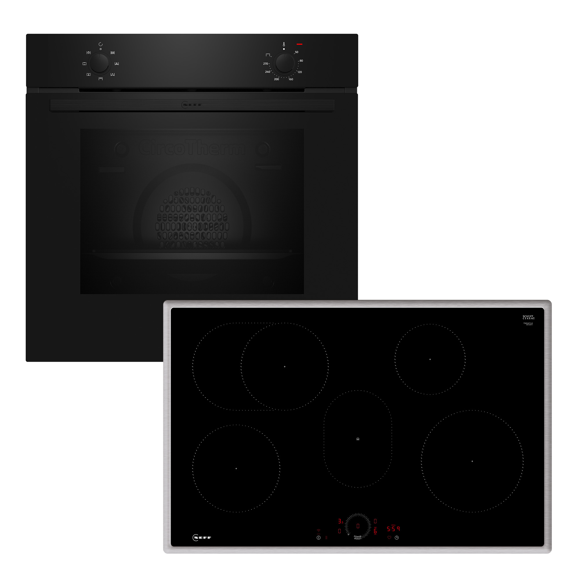 NEFF Backofen-Set N 30/N 70 "B1DCA0AK0" mit Teleskopauszug nachrüstbar Steuerung per Fingerdreh & CircoTherm für Backen auf 3 Ebenen schwarz - Rabatt: 56 % Küchenmöbel online kaufen