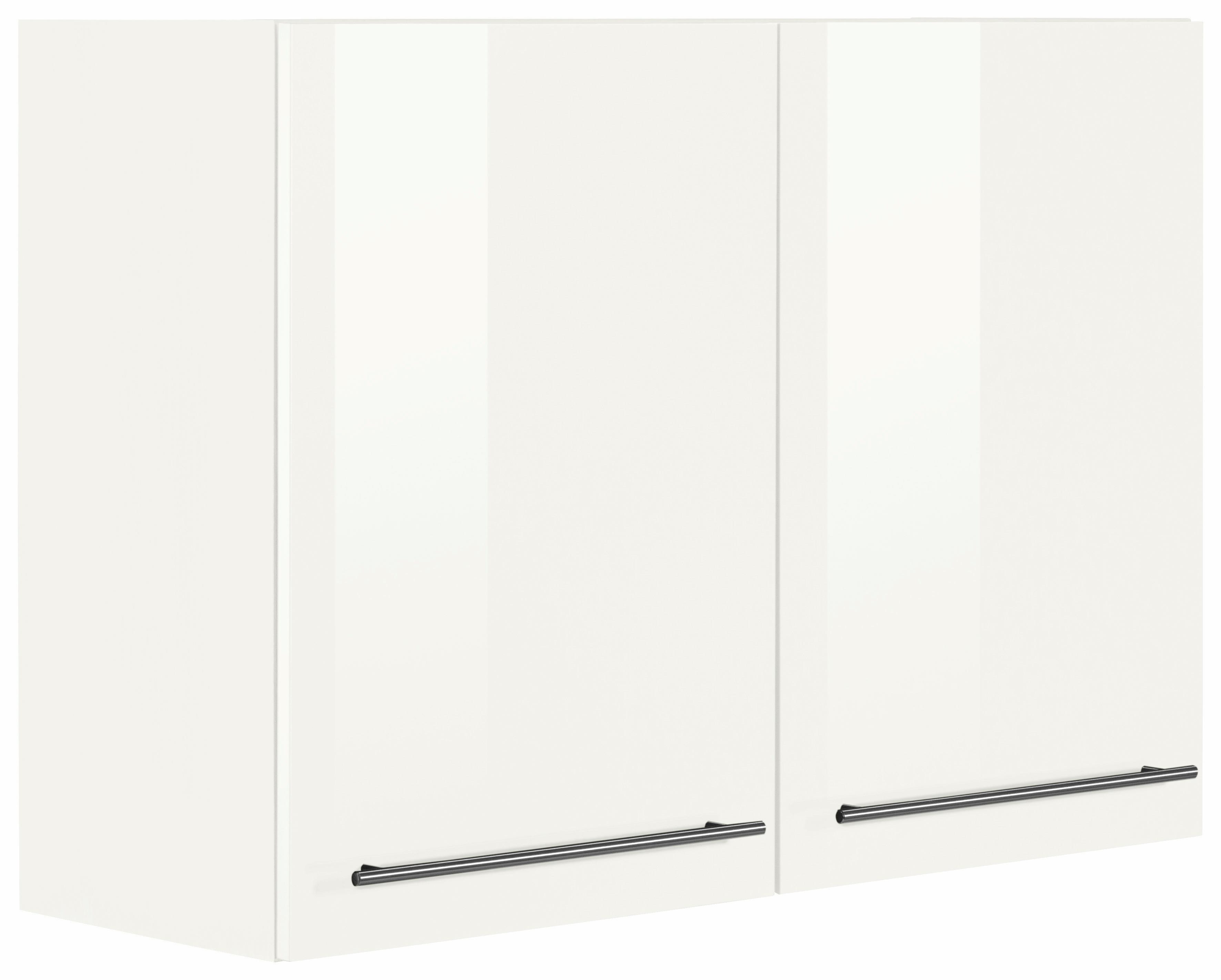 OPTIFIT Hängeschrank "Bern", Breite 100 cm, 70 cm hoch, 2 Türen, mit Metallgriffen weiß hochglanz, weiß - B/H/T: 100 cm x 70,4 cm x 34,9 cm, 2 St. - Rabatt: 12 % Küchenmöbel online kaufen