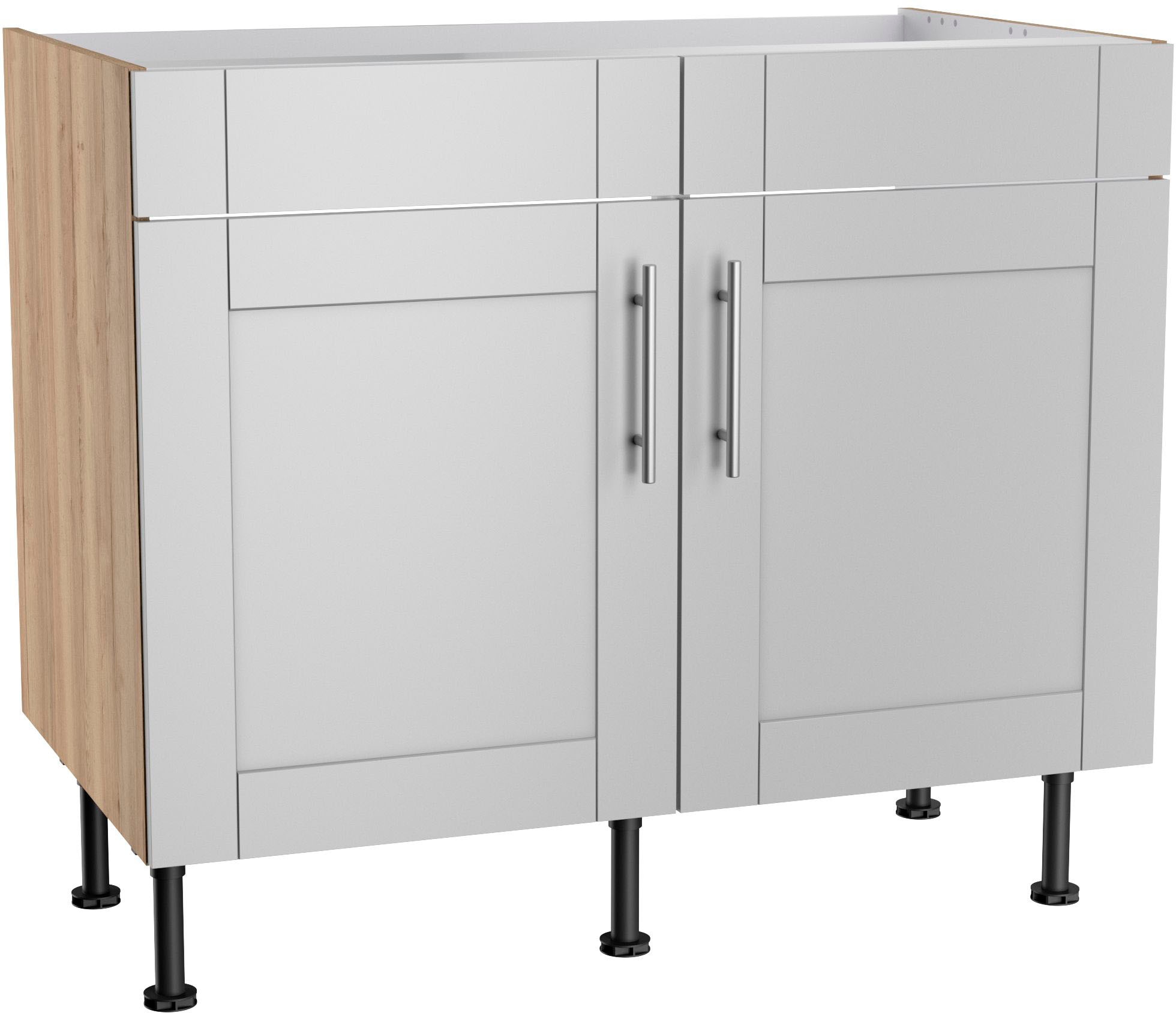 OPTIFIT Spülenschrank "Ahus" Breite 100 cm hellgrau matt, wildeiche nachbildung - Rabatt: 28 % Küchenmöbel online kaufen