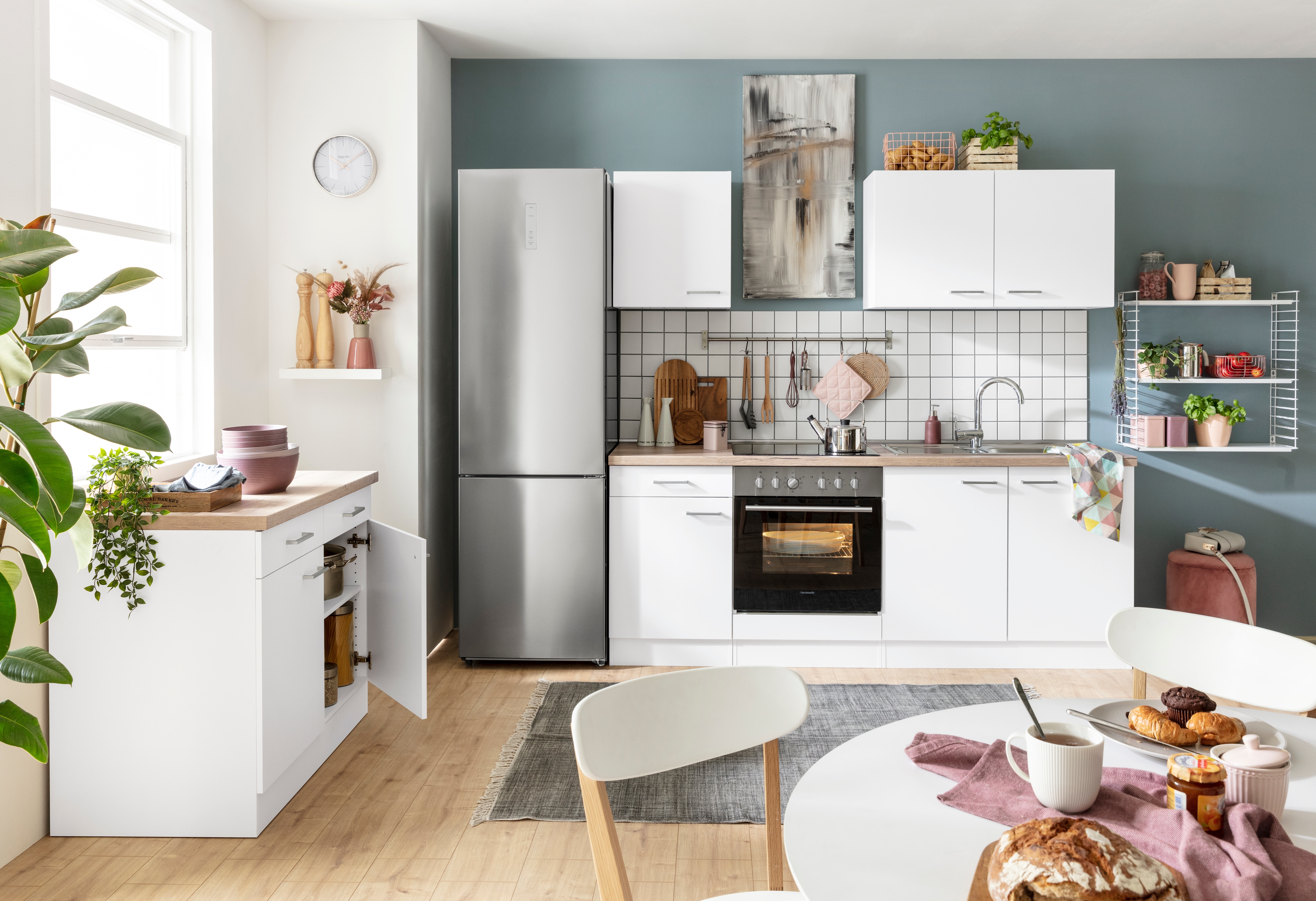 OPTIFIT Unterschrank "Iver", Breite 100 cm, 2 Türen und 2 Schubkästen, mit 38 mm Arbeitsplatte weiß - B/H/T: 100 cm x 85,8 cm x 60 cm, 2 St. - Rabatt: 32 % Küchenmöbel online kaufen