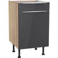 OPTIFIT Unterschrank "Aken" anthrazit hochglanz, wildeiche nachbildung - B/H/T: 50 cm x 87 cm x 58,4 cm - Rabatt: 20 % Küchenmöbel online kaufen OPTIFIT Unterschrank "Aken" anthrazit hochglanz, wildeiche nachbildung - B/H/T: 50 cm x 87 cm x 58,4 cm - Rabatt: 20 % Küchenmöbel online kaufen