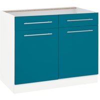 wiho Küchen Unterschrank "Flexi2", Breite 100 cm front: ozeanblau, korpus: weiß - B/H/T: 100 cm x 82 cm x 57 cm - Rabatt: 44 % Küchenmöbel online kaufen wiho Küchen Unterschrank "Flexi2", Breite 100 cm front: ozeanblau, korpus: weiß - B/H/T: 100 cm x 82 cm x 57 cm - Rabatt: 44 % Küchenmöbel online kaufen