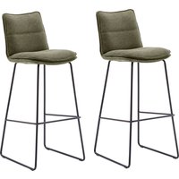 MCA furniture Barhocker "Hampton", (Set, 2 St., 2-er), Barstuhl 180drehbar mit Nivellierung, bis 120 Kg belastbar olive - H/T: 110 cm x 54 cm, Chenille-Optik, Gestell aus Metall - Rabatt: 13 % Küchenmöbel online kaufen