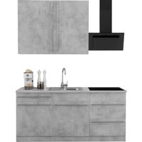 wiho Küchen Küche "Chicago", wahlweise mit E-Geräten, Breite 180 cm küche: front und korpus: betonfarben, arbeitsplatte: canvas grau, front: betonfarben,, arbeitsplatte: canvas grau - B/T: 180 cm x 60 cm, mit E-Geräte - Rabatt: 30 % Einbauküchen und Küchenzeilen online kaufen