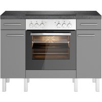 OPTIFIT Küche "Lilly", Breite 120, wahlweise mit E-Geräten küche: basalt grau, basalt, black stone, front: basaltgrau,, arbeitsplatte: black stone - B/H/T: 120 cm x 90 cm x 60 cm, mit E-Geräte - Rabatt: 40 % Einbauküchen und Küchenzeilen online kaufen