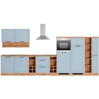 Kochstation Küche "KS-Lana", 420 cm breit, wahlweise mit oder ohne E-Geräte küche: hellblau matt, wotaneiche, wotaneiche, front: hellblau matt, korpus: wotaneiche, arbeitsplatte: wotaneiche - B/H/T: 420 cm x 200 cm x 60 cm, ohne E-Geräte - Rabatt: 22 % Einbauküchen und Küchenzeilen online kaufen Kochstation Küche "KS-Lana", 420 cm breit, wahlweise mit oder ohne E-Geräte küche: hellblau matt, wotaneiche, wotaneiche, front: hellblau matt, korpus: wotaneiche, arbeitsplatte: wotaneiche - B/H/T: 420 cm x 200 cm x 60 cm, ohne E-Geräte - Rabatt: 22 % Einbauküchen und Küchenzeilen online kaufen
