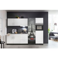 HELD MÖBEL Küchenzeile "Paris", mit E-Geräten, Breite 280 cm küche: weiß, grafit,, korpus: grafit, arbeitsplatte: anthrazit - B/T: 280 cm x 60 cm, Induktionskochfeld - Rabatt: 32 % Einbauküchen und Küchenzeilen online kaufen