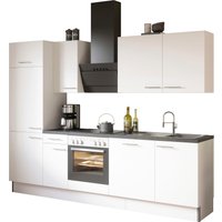 OPTIFIT Küche "Klara", Breite 270 cm, wahlweise mit E-Geräten küche: weiß, weiß, front: weiß, korpus: weiß, arbeitsplatte: black stone - B/T: 270 cm x 60 cm, mit E-Geräten - Rabatt: 30 % Einbauküchen und Küchenzeilen online kaufen