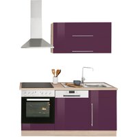 Kochstation Küchenzeile "KS-Samos", ohne E-Geräte, Breite 170 cm küche: aubergine hochglanz, eiche sonoma,, korpus: eiche sonoma, arbeitsplatte: eiche sonoma - B/T: 170 cm x 60 cm - Rabatt: 24 % Einbauküchen und Küchenzeilen online kaufen