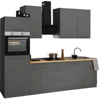 wiho Küchen Küchenzeile "Unna", mit E-Geräten, Breite 280 cm küche: front und korpus: anthrazit, arbeitsplatte: sonoma eiche,, , arbeitsplatte: sonoma eiche - B/T: 280 cm x 60 cm, Elektro-Kochfeld - Rabatt: 30 % Einbauküchen und Küchenzeilen online kaufen