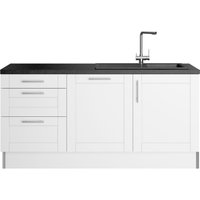 OPTIFIT Küche "Ahus", 180 cm breit, wahlw.mit E-Geräten, Soft Close Funktion, MDF Fronten küche: weiß matt, weiß, granit schwarz, front: weiß matt,, arbeitsplatte: granit schwarz - B/H/T: 180 cm x 90,8 cm x 60 cm, ohne E-Geräte - Rabatt: 24 % Einbauküchen und Küchenzeilen online kaufen