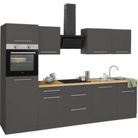 wiho Küchen Küchenzeile "Unna", mit E-Geräten, Breite 280 cm küche: front und korpus: anthrazit, arbeitsplatte: sonoma eiche,, , arbeitsplatte: sonoma eiche - B/T: 280 cm x 60 cm, Elektro-Kochfeld - Rabatt: 33 % Einbauküchen und Küchenzeilen online kaufen