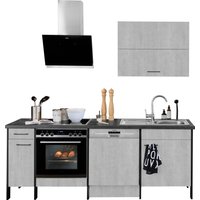 OPTIFIT Küchenzeile "Tokio", ohne E-Geräte, Breite 224 cm, mit Stahlgestell, mit Vollauszügen küche: betonfarben,, korpus: betonfarben, arbeitsplatte: granit schwarz - B/T: 224 cm x 60 cm - Rabatt: 18 % Einbauküchen und Küchenzeilen online kaufen OPTIFIT Küchenzeile "Tokio", ohne E-Geräte, Breite 224 cm, mit Stahlgestell, mit Vollauszügen küche: betonfarben,, korpus: betonfarben, arbeitsplatte: granit schwarz - B/T: 224 cm x 60 cm - Rabatt: 18 % Einbauküchen und Küchenzeilen online kaufen