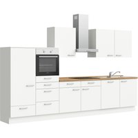 nobilia elements Küchenzeile ""elements basic"", vormontiert, Ausrichtung wählbar, Breite 360 cm, ohne E-Geräte küche: alpinweiß supermatt, eiche sierra nachbildung,, korpus: alpinweiß, arbeitsplatte: eiche sierra nachbildung - B/H/T: 360,3 cm x 216,6 cm x 60 cm, Spülenschrank rechts - Rabatt: 43 % Einbauküchen und Küchenzeilen Produktbild