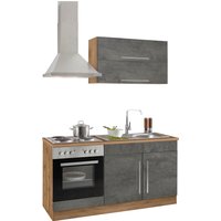 Kochstation Küchenzeile "KS-Samos", mit E-Geräten, Breite 160 cm küche: beton oxid, wotaneichefarben,, korpus: wotaneichefarben, arbeitsplatte: wotaneichefarben - B/T: 160 cm x 60 cm, Kochmulde - Rabatt: 29 % Einbauküchen und Küchenzeilen online kaufen