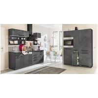 HELD MÖBEL Küchenzeile "Tulsa", ohne E-Geräte, Breite 360 cm, schwarze Metallgriffe, MDF Fronten küche: betonfarben dunkel,, korpus: grafit, arbeitsplatte: anthrazit - B/T: 360 cm x 60 cm - Rabatt: 23 % Einbauküchen und Küchenzeilen online kaufen