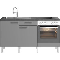 OPTIFIT Küche "Lilly", Breite 160 cm, wahlweise mit E-Geräten küche: basalt grau, basalt, black stone, front: basaltgrau,, arbeitsplatte: black stone - B/H/T: 160 cm x 90 cm x 60 cm, mit E-Geräte - Rabatt: 40 % Einbauküchen und Küchenzeilen online kaufen