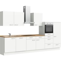 nobilia elements Küchenzeile ""elements basic"", vormontiert, Ausrichtung wählbar, Breite 360 cm, ohne E-Geräte küche: alpinweiß supermatt, eiche sierra nachbildung,, korpus: alpinweiß, arbeitsplatte: eiche sierra nachbildung - B/H/T: 360,3 cm x 216,6 cm x 60 cm, Spülenschrank links - Rabatt: 43 % Einbauküchen und Küchenzeilen online kaufen
