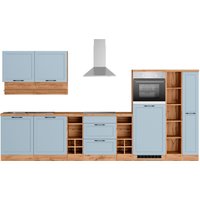 Kochstation Küche "KS-Lana", 360 cm breit, wahlweise mit oder ohne E-Geräte küche: hellblau matt, wotaneiche, wotaneiche, front: hellblau matt, korpus: wotaneiche, arbeitsplatte: wotaneiche - B/H/T: 360 cm x 200 cm x 60 cm, ohne E-Geräte - Rabatt: 20 % Einbauküchen und Küchenzeilen online kaufen Kochstation Küche "KS-Lana", 360 cm breit, wahlweise mit oder ohne E-Geräte küche: hellblau matt, wotaneiche, wotaneiche, front: hellblau matt, korpus: wotaneiche, arbeitsplatte: wotaneiche - B/H/T: 360 cm x 200 cm x 60 cm, ohne E-Geräte - Rabatt: 20 % Einbauküchen und Küchenzeilen online kaufen