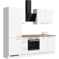 nobilia elements Küchenzeile ""elements premium"", vormontiert, Ausrichtung wählbar, Breite 240 cm, ohne E-Geräte küche: alpinweiß supermatt, eiche sierra nachbildung,, korpus: alpinweiß, arbeitsplatte: eiche sierra nachbildung - B/H/T: 240,3 cm x 216,6 cm x 60 cm, Spülenschrank rechts - Rabatt: 35 % Einbauküchen und Küchenzeilen online kaufen