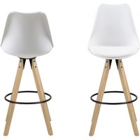 ACTONA GROUP Barhocker "Dian", (Set, 2 St.), Barstuhl, Organisch geformter Sitz mit Kissen, Fußstütze weiß - B/H/T: 48,5 cm x 111,5 cm x 55 cm - Rabatt: 36 % Küchenmöbel Produktbild