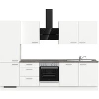 nobilia elements Küchenzeile ""elements premium"", vormontiert, Ausrichtung wählbar, Breite 300 cm, ohne E-Geräte küche: alpinweiß supermatt, beton schiefergrau nachbildung,, korpus: alpinweiß, arbeitsplatte: beton schiefergrau nachbildung - B/H/T: 300,3 cm x 216,6 cm x 60 cm, Spülenschrank rechts - Rabatt: 38 % Einbauküchen und Küchenzeilen online kaufen