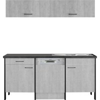 OPTIFIT Küchenzeile "Tokio", 192 cm breit, mit Stahlgestell, mit Vollauszug küche: betonfarben,, - Einheitsgröße - Rabatt: 18 % Einbauküchen und Küchenzeilen online kaufen