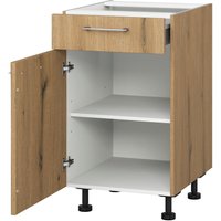 Kochstation Unterschrank "KS-Trea US50", mit einem Auszug und einer Tür, Einlegeboden, Breite 50 cm, Höhe 75 cm eiche astig - B/H/T: 50 cm x 75 cm x 56 cm, Türanschlag rechts, 1 St. - Rabatt: 24 % Küchenmöbel online kaufen