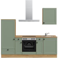 nobilia Küchenzeile ""Cascada basic"", vormontiert, Ausrichtung wählbar, Breite 240 cm, mit E-Geräten küche: front: lacklaminat schilf, korpus und arbeitsplatte: eiche sierra nachbildung,, , arbeitsplatte: eiche sierra nachbildung - B/H/T: 240,3 cm x 216,6 cm x 60 cm, Küchenzeile, Spülenschrank rechts - Rabatt: 24 % Einbauküchen und Küchenzeilen online kaufen