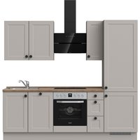 nobilia Küchenzeile ""Cascada premium"", vormontiert, Ausrichtung wählbar, Breite 240 cm, ohne E-Geräte küche: front: lacklaminat steingrau, korpus: steingrau, arbeitsplatte: eiche havanna nachbildung,, , arbeitsplatte: eiche havanna nachbildung - B/H/T: 240,3 cm x 216,6 cm x 60 cm, Küchenzeile, Spülenschrank links - Rabatt: 38 % Einbauküchen und Küchenzeilen online kaufen