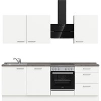 nobilia elements Küchenzeile ""elements premium"", vormontiert, Ausrichtung wählbar, Breite 240 cm, mit E-Geräten küche: alpinweiß supermatt, beton schiefergrau nachbildung,, korpus: alpinweiß, arbeitsplatte: beton schiefergrau nachbildung - B/H/T: 240,3 cm x 216,6 cm x 60 cm, Spülenschrank links - Rabatt: 21 % Einbauküchen und Küchenzeilen online kaufen