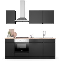 OPTIFIT Küche "Safeli", Breite 210 cm, wahlweise mit oder ohne Hanseatic-E-Geräte küche: anthrazit, anthrazit, front: anthrazit matt, korpus: anthrazit, arbeitsplatte: wildeiche - B/H/T: 210 cm x 206,8 cm x 60 cm, ohne E-Geräte - Rabatt: 34 % Einbauküchen und Küchenzeilen online kaufen