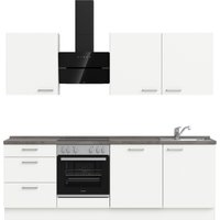 nobilia elements Küchenzeile ""elements premium"", vormontiert, Ausrichtung wählbar, Breite 240 cm, mit E-Geräten küche: alpinweiß supermatt, beton schiefergrau nachbildung,, korpus: alpinweiß, arbeitsplatte: beton schiefergrau nachbildung - B/H/T: 240,3 cm x 216,6 cm x 60 cm, Spülenschrank rechts - Rabatt: 21 % Einbauküchen und Küchenzeilen online kaufen
