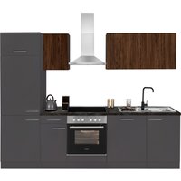 OPTIFIT Küchenzeile "Malika", Breite 270 cm, mit Hanseatic-E-Geräten küche: rillendekor dunkel, anthrazit, black stone, front: rillendekor dunkel, anthrazit, korpus: anthrazit, arbeitsplatte: black stone - B/H/T: 270 cm x 206,8 cm x 60 cm, mit E-Geräten - Rabatt: 54 % Einbauküchen und Küchenzeilen online kaufen OPTIFIT Küchenzeile "Malika", Breite 270 cm, mit Hanseatic-E-Geräten küche: rillendekor dunkel, anthrazit, black stone, front: rillendekor dunkel, anthrazit, korpus: anthrazit, arbeitsplatte: black stone - B/H/T: 270 cm x 206,8 cm x 60 cm, mit E-Geräten - Rabatt: 54 % Einbauküchen und Küchenzeilen online kaufen