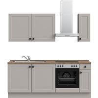 nobilia Küchenzeile ""Cascada basic"", vormontiert, Ausrichtung wählbar, Breite 210 cm, ohne E-Geräte küche: front: lacklaminat steingrau, korpus: steingrau, arbeitsplatte: eiche havanna nachbildung,, , arbeitsplatte: eiche havanna nachbildung - B/H/T: 210,3 cm x 216,6 cm x 60 cm, Küchenzeile, Spülenschrank links - Rabatt: 33 % Einbauküchen und Küchenzeilen online kaufen