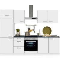 OPTIFIT Küchenzeile "Odense", Breite 270 cm, mit 28 mm starker Arbeitsplatte, Gratis Besteckeinsatz küche: weiß, weiß,, korpus: buchefarben, arbeitsplatte: anthrazit - B/T: 270 cm x 60 cm - Rabatt: 12 % Einbauküchen und Küchenzeilen online kaufen