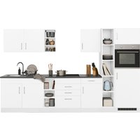 HELD MÖBEL Küchenzeile "Paris", ohne E-Geräte, Breite 330 cm küche: weiß, weiß,, korpus: weiß, arbeitsplatte: anthrazit - B/T: 330 cm x 60 cm - Rabatt: 23 % Einbauküchen und Küchenzeilen Produktbild