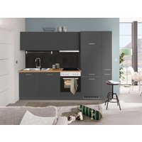HELD MÖBEL Küchenzeile "Kehl", mit E-Geräten, Breite 270 cm, inkl. Kühlschrank küche: grau,, korpus: grafit, arbeitsplatte: wotaneiche - B/T: 270 cm x 60 cm - Rabatt: 32 % Einbauküchen und Küchenzeilen online kaufen HELD MÖBEL Küchenzeile "Kehl", mit E-Geräten, Breite 270 cm, inkl. Kühlschrank küche: grau,, korpus: grafit, arbeitsplatte: wotaneiche - B/T: 270 cm x 60 cm - Rabatt: 32 % Einbauküchen und Küchenzeilen online kaufen