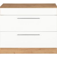 Kochstation Unterschrank "KS-Wien", 100 cm breit, auch als Kochfeldumbauschrank nutzbar weiß, wotaneiche - B/H/T: 100 cm x 85 cm x 60 cm - Rabatt: 28 % Küchenmöbel online kaufen Kochstation Unterschrank "KS-Wien", 100 cm breit, auch als Kochfeldumbauschrank nutzbar weiß, wotaneiche - B/H/T: 100 cm x 85 cm x 60 cm - Rabatt: 28 % Küchenmöbel online kaufen