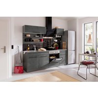 HELD MÖBEL Küchenzeile "Tulsa", Breite 210 cm, schwarze Metallgriffe, hochwertige MDF Fronten küche: betonfarben dunkel,, korpus: grafit, arbeitsplatte: anthrazit - B/T: 210 cm x 60 cm - Rabatt: 23 % Einbauküchen und Küchenzeilen online kaufen