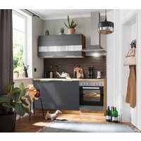 Kochstation Küche "KS-Luhe", 180 cm breit, wahlweise mit oder ohne E-Geräten, gefräste MDF-Fronten küche: grau matt, wotaneiche, front: weiß matt, korpus: wotaneiche, arbeitsplatte: wotaneiche - B/T: 180 cm x 60 cm, ohne E-Geräte - Rabatt: 23 % Einbauküchen und Küchenzeilen online kaufen