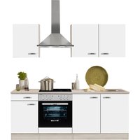 OPTIFIT Küchenzeile "Faro", ohne E-Geräte, Breite 210 cm küche: weiß glanz,, korpus: akaziefarben, arbeitsplatte: akaziefarben - B/T: 210 cm x 60 cm - Rabatt: 11 % Einbauküchen und Küchenzeilen online kaufen OPTIFIT Küchenzeile "Faro", ohne E-Geräte, Breite 210 cm küche: weiß glanz,, korpus: akaziefarben, arbeitsplatte: akaziefarben - B/T: 210 cm x 60 cm - Rabatt: 11 % Einbauküchen und Küchenzeilen online kaufen