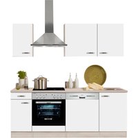 OPTIFIT Küchenzeile "Faro", ohne E-Geräte, Breite 210 cm küche: weiß glanz,, korpus: akaziefarben, arbeitsplatte: akaziefarben - B/T: 210 cm x 60 cm - Rabatt: 11 % Einbauküchen und Küchenzeilen online kaufen