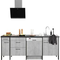 OPTIFIT Küchenzeile "Tokio", ohne E-Geräte, Breite 224 cm, mit Stahlgestell, mit Vollauszügen küche: betonfarben,, korpus: betonfarben, arbeitsplatte: granit schwarz - B/T: 224 cm x 60 cm - Rabatt: 18 % Einbauküchen und Küchenzeilen online kaufen OPTIFIT Küchenzeile "Tokio", ohne E-Geräte, Breite 224 cm, mit Stahlgestell, mit Vollauszügen küche: betonfarben,, korpus: betonfarben, arbeitsplatte: granit schwarz - B/T: 224 cm x 60 cm - Rabatt: 18 % Einbauküchen und Küchenzeilen online kaufen