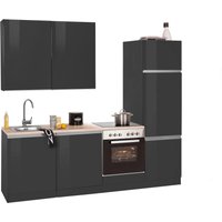 HELD MÖBEL Küchenzeile "Ohio", ohne E-Geräte, Breite 240 cm küche: grau hochglanz, grafit,, korpus: grafit, arbeitsplatte: eichefarben - B/T: 240 cm x 60 cm - Rabatt: 23 % Einbauküchen und Küchenzeilen online kaufen HELD MÖBEL Küchenzeile "Ohio", ohne E-Geräte, Breite 240 cm küche: grau hochglanz, grafit,, korpus: grafit, arbeitsplatte: eichefarben - B/T: 240 cm x 60 cm - Rabatt: 23 % Einbauküchen und Küchenzeilen online kaufen