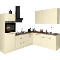 wiho Küchen Winkelküche "Unna", mit E-Geräten, Stellbreite 260 x 220 cm küche: front und korpus: magnolia, arbeitsplatte: eiche tabak,, , arbeitsplatte: eiche tabak - B/T: 260 cm x 220 cm, Elektro-Kochfeld - Rabatt: 30 % Einbauküchen und Küchenzeilen online kaufen