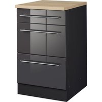 Kochstation Unterschrank "KS-Wien", Breite 50 cm, mit 1 Schubkasten und 2 Auszügen grau hochglanz - B/H/T: 50 cm x 85 cm x 60 cm - Rabatt: 26 % Küchenmöbel online kaufen